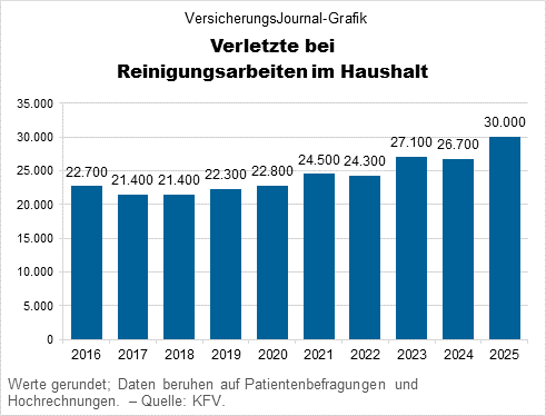 Bei Reinigungsarbeiten im Haushalt Verletzte, 2016 bis 2025 (Grafik: Lampert)