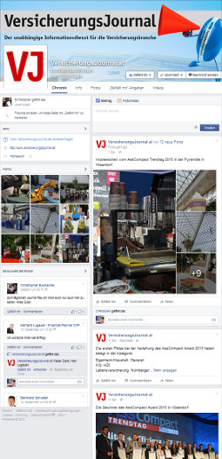 Screenshot Facebook-Seite VersicherungsJournal, Tag 1