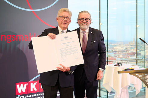 Bipar-Präsident Yorck Hillegaart überreicht Christoph Berghammer den Bipar-Award (Bild: Sabine Klimpt/Lichtblick KG)