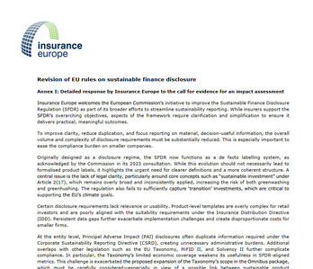Ausschnitt aus der Stellungnahme (Quelle: Insurance Europe)