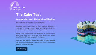 The Cake Test: Kampagnen-Webseite (Screenshot, Insurance Europe)