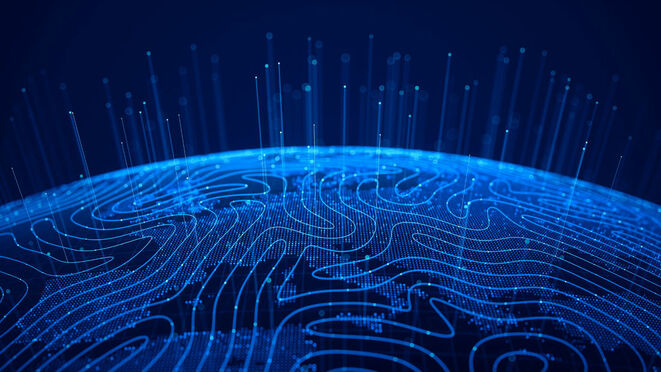 Europa auf digitalem Globus mit geschwungenen Linien (Bild: Getty Images/Unsplash)
